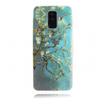 Plastový kryt kvetoucí strom pro Samsung Galaxy A6 Plus (2018) - modrý