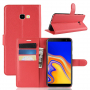 Litchi flipové pouzdro pro Samsung Galaxy J4 Plus - červené
