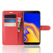 Litchi flipové pouzdro pro Samsung Galaxy J4 Plus - červené
