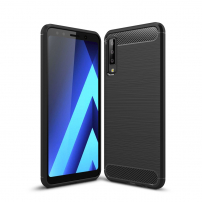 Plastový kryt s broušenou texturou pro Samsung Galaxy A7 (2018) - černý