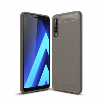 Plastový kryt s broušenou texturou pro Samsung Galaxy A7 (2018) - šedý