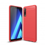 Plastový kryt s broušenou texturou pro Samsung Galaxy A7 (2018) - červený