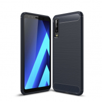 Plastový kryt s broušenou texturou pro Samsung Galaxy A7 (2018) - tmavěmodrý