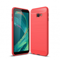 Plastový kryt s broušenou texturou pro Samsung Galaxy J4 Plus - červený
