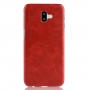 Litchi Skin kožený kryt pro Samsung Galaxy J6 Plus - červený