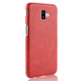 Litchi Skin kožený kryt pro Samsung Galaxy J6 Plus - červený