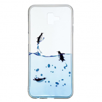 Plastový kryt tučňáci pro Samsung Galaxy J6 Plus - transparentní