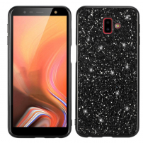 Plastový kryt se třpytkami pro Samsung Galaxy J6 Plus - černý