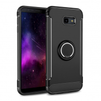 Kryt s broušenou texturou a držákem pro Samsung Galaxy J4 Plus - černý