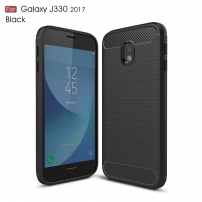 Plastový kryt s broušenou texturou pro Samsung Galaxy J3 (2017) - černý