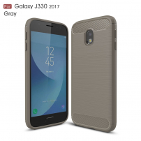 Plastový kryt s broušenou texturou pro Samsung Galaxy J3 (2017) - šedý