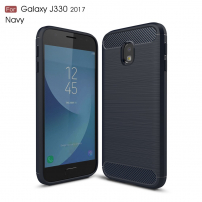Plastový kryt s broušenou texturou pro Samsung Galaxy J3 (2017) - tmavěmodrý
