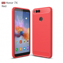 Odolný kryt s broušenou texturou pro Honor 7X - červený