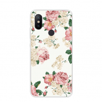 Ochranný plastový kryt růžové květiny pro Xiaomi Mi A2 - bílý