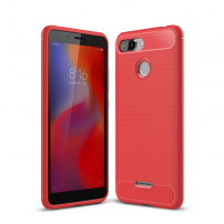 Ochranný kryt s broušenou texturou pro Xiaomi Redmi 6 - červený