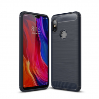 Ochranný kryt s broušenou texturou pro Xiaomi Redmi Note 6 Pro - tmavě modrý