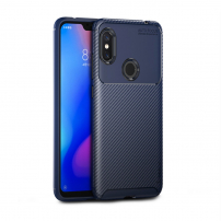 Ipaky měkký ochranný kryt s texturou karbonových vláken pro Xiaomi Redmi Note 6 Pro - modrý