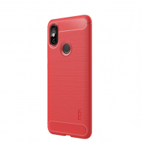 Mofi ochranný kryt s broušenou texturou pro Xiaomi Redmi Note 6 Pro - červený