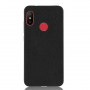 Ochranný plastový kryt s umělou kůží pro Xiaomi Mi A2 Lite - černý