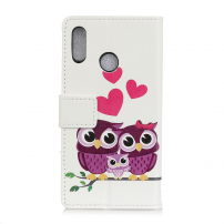 Kožené pouzdro soví rodinka pro Xiaomi Redmi Note 7 - bílé