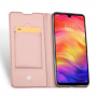 Dux Ducis kožené pouzdro s kapsou na karty pro Xiaomi Redmi Note 7 - růžově zlaté