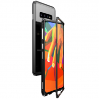 Luphie zadní kryt s magnetickým rámečkem a tvrzeným sklem pro Samsung Galaxy S10 Plus - černý