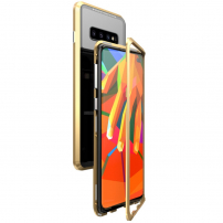 Luphie zadní kryt s magnetickým rámečkem a tvrzeným sklem pro Samsung Galaxy S10 Plus - zlatý