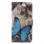Flipové pouzdro modrý motýl pro Huawei P20 Pro - šedé