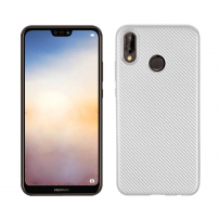 Plastový kryt s texturou karbonu pro Huawei P20 Lite - stříbrný