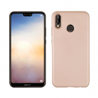 Plastový kryt s texturou karbonu pro Huawei P20 Lite - zlatý