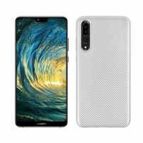 Plastový kryt s texturou karbonu pro Huawei P20 Pro - stříbrný