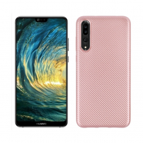 Plastový kryt s texturou karbonu pro Huawei P20 Pro - růžovozlatý