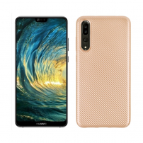 Plastový kryt s texturou karbonu pro Huawei P20 Pro - zlatý