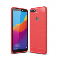 Plastový kryt s broušenou texturou pro Huawei Y7 Prime (2018) - červený