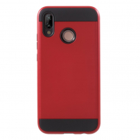 Plastový kryt s broušenou texturou pro Huawei P20 Lite - červený