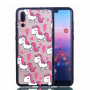 Plastový embosovaný kryt jednorožci pro Huawei P20 Pro - transparentní