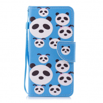 Peněženkové pouzdro pandí hlavy pro Huawei Y7 Prime (2018) - modré