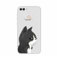 Plastový kryt kočka pro Huawei P Smart - černobílý