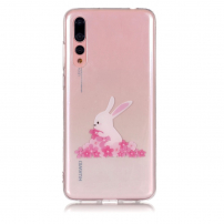 Plastový kryt králík a květiny pro Huawei P20 Pro - transparentní