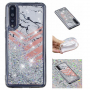 Plastový kryt s plovoucími flitry mramor pro Huawei P20 Pro - stříbrný