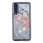 Plastový kryt s plovoucími flitry mramor pro Huawei P20 Pro - stříbrný