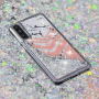 Plastový kryt s plovoucími flitry mramor pro Huawei P20 Pro - stříbrný