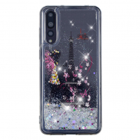Plastový kryt s plovoucími flitry Eiffelovka pro Huawei P20 Pro - stříbrný