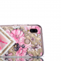 Kryt s diamantovou 3D texturou Květ a mramor pro Huawei P20 Lite - transparentní / růžový