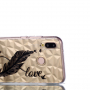 Kryt s diamantovou 3D texturou Pírko a nápis pro Huawei P20 Lite - transparentní