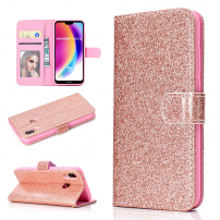 Třpytkové flipové pouzdro pro Huawei P20 Lite - růžovozlaté