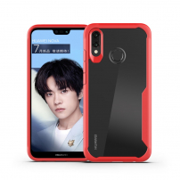 Nárazuvzdorný čirý kryt s rámečkem pro Huawei Nova 3 - červený