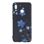 Plastový kryt modré květiny pro Huawei Nova 3i - černý
