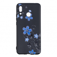 Plastový kryt modré květiny pro Huawei Nova 3i - černý
