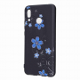 Plastový kryt modré květiny pro Huawei Nova 3i - černý